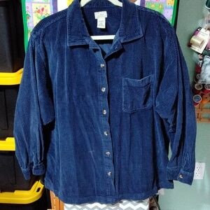 ll Bean corduroy oversized shirt jacket 2x navy blue